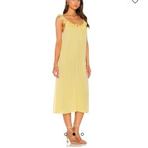 MAJORELLE Mali Maxi Dress in Light Yellow ruffle strap